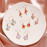 Europe And America Creative Fun Mushroom Earrings For Women Ins Style Cute Colorful Oil Necklace Small Mushroom Earrings Earrings Popular Sale main image 1