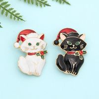 Wholesale Jewelry Christmas Cute Dripping Oil Cat Brooch Nihaojewelry main image 3