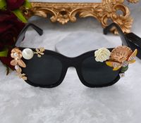 Baroque Bee Pearl Inlaid Flower Diamond Butterfly Sunglasses Wholesale Nihaojewelry main image 5