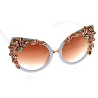 Fashion Color Diamond-studded Cat Eye-shaped Sunglasses Wholesale Nihaojewelry main image 3
