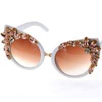 Fashion Color Diamond-studded Cat Eye-shaped Sunglasses Wholesale Nihaojewelry main image 6