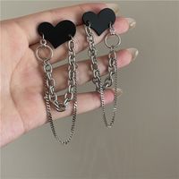 Retro Black Heart Tassel Chain Long Earrings Wholesale Nihaojewelry main image 5