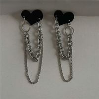 Retro Black Heart Tassel Chain Long Earrings Wholesale Nihaojewelry main image 6