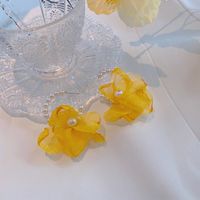 Fashion C-shaped Tassel Yellow Fabric Petal Earrings Wholesale Nihaojewelry main image 4