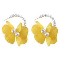 Fashion C-shaped Tassel Yellow Fabric Petal Earrings Wholesale Nihaojewelry main image 6