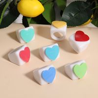 Simple Fashion Contrast Color Creative Colorful Heart Resin Ring Wholesale Nihaojewelry main image 1