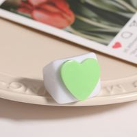 Simple Fashion Contrast Color Creative Colorful Heart Resin Ring Wholesale Nihaojewelry main image 3