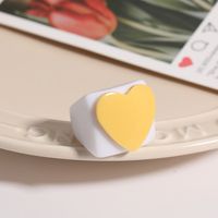 Simple Fashion Contrast Color Creative Colorful Heart Resin Ring Wholesale Nihaojewelry main image 5