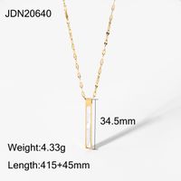 Simple Stainless Steel White Shell Rectangular Pendant Necklace Wholesale Nihaojewelry sku image 1