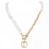 Retro Shaped Pearl Necklace Geometric Square Pendant Necklace Wholesale Nihaojewelry sku image 1