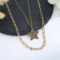 Wholesale Jewelry Heart Leopard Print Pendant Stainless Steel Necklace Nihaojewelry sku image 1