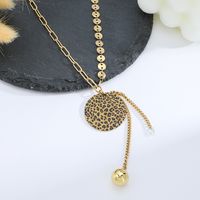 Wholesale Jewelry Heart Leopard Print Pendant Stainless Steel Necklace Nihaojewelry sku image 2