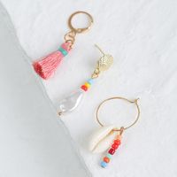 Bohemian Tassel Shell Woven Beads Pearl Earrings Set Wholesale Nihaojewelry sku image 1