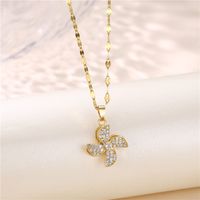 Simple Four-leaf Windmill Pendant Titanium Steel Necklace Wholesale Nihaojewelry sku image 1