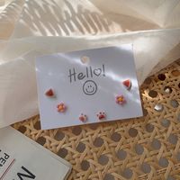 Wholesale Jewelry Candy Color Heart Fruit Animal Stud Earrings 6-piece Set Nihaojewelry sku image 1