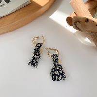Wholesale Jewelry Fabric Leopard Bow Pendant Earrings Nihaojewelry sku image 1