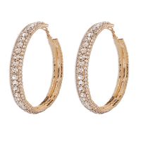 Simple Full Diamond Geometric Hoop Earrings Wholesale Nihaojewelry sku image 1