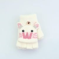 Children 's Gloves For 2-5 Years Old Winter Cute Cashmere Cat Gloves Warm Half Finger Knitted Gloves For Boys And Girls sku image 2