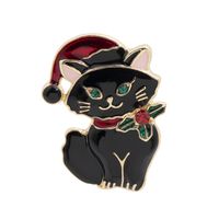 Wholesale Jewelry Christmas Cute Dripping Oil Cat Brooch Nihaojewelry sku image 2