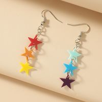 Neue Farbe Fünfzackiger Stern Süßigkeiten Farbe Schmetterling Lange Ohrringe Großhandel Nihaojewelry sku image 4