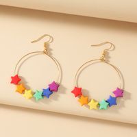 Neue Farbe Fünfzackiger Stern Süßigkeiten Farbe Schmetterling Lange Ohrringe Großhandel Nihaojewelry sku image 5