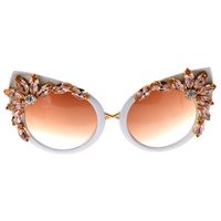Fashion Color Diamond-studded Cat Eye-shaped Sunglasses Wholesale Nihaojewelry sku image 1