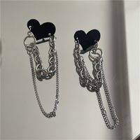 Retro Black Heart Tassel Chain Long Earrings Wholesale Nihaojewelry sku image 1