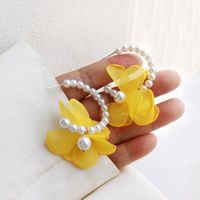 Fashion C-shaped Tassel Yellow Fabric Petal Earrings Wholesale Nihaojewelry sku image 1