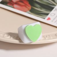 Simple Fashion Contrast Color Creative Colorful Heart Resin Ring Wholesale Nihaojewelry sku image 1