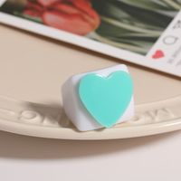 Simple Fashion Contrast Color Creative Colorful Heart Resin Ring Wholesale Nihaojewelry sku image 2