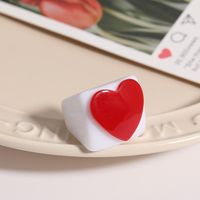 Simple Fashion Contrast Color Creative Colorful Heart Resin Ring Wholesale Nihaojewelry sku image 6