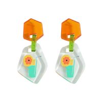 Wholesale Jewelry Cute Color Flower Irregular Transparent Pendant Earrings Nihaojewelry sku image 2