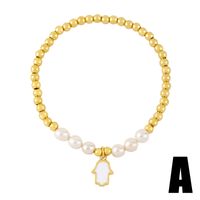 Wholesale Jewelry Pearl Beaded Stars Moon Pendant Copper Bracelet Nihaojewelry sku image 1