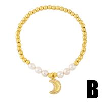 Wholesale Jewelry Pearl Beaded Stars Moon Pendant Copper Bracelet Nihaojewelry sku image 2
