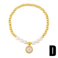 Wholesale Jewelry Pearl Beaded Stars Moon Pendant Copper Bracelet Nihaojewelry sku image 4
