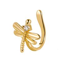 Wholesale Jewelry Retro U-shaped Dragonfly Copper Inlaid Zircon Ear Clip Nihaojewelry sku image 1
