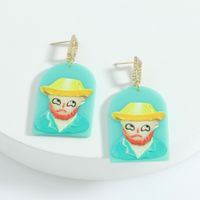 New Creative Cartoon Graffiti Abstract Clown Earrings Wholesale Nihaojewelry main image 3