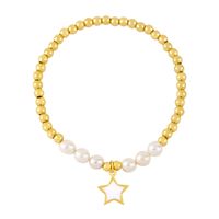 Wholesale Jewelry Pearl Beaded Stars Moon Pendant Copper Bracelet Nihaojewelry main image 3