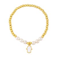 Wholesale Jewelry Pearl Beaded Stars Moon Pendant Copper Bracelet Nihaojewelry main image 5