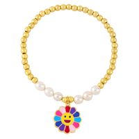 Wholesale Jewelry Color Sunflower Smiley Pendant Pearl Bracelet Nihaojewelry main image 3