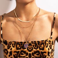 New Purple Natural Stone Pendent Multi-layer Golden Necklace Wholesale Nihaojewelry main image 1