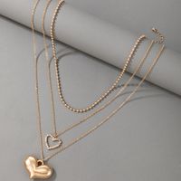 Korean Heart Diamond Pendent Alloy Necklace Wholesale Nihaojewelry main image 3