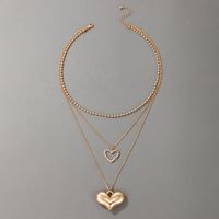 Korean Heart Diamond Pendent Alloy Necklace Wholesale Nihaojewelry sku image 1