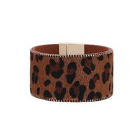 Horsehair Leopard Print Wide Side Magnetic Buckle Bracelet sku image 1