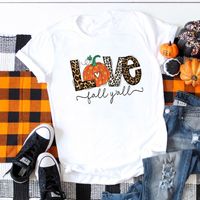 Women's T-shirt Short Sleeve T-shirts Printing Fashion Pumpkin Letter Leopard sku image 11