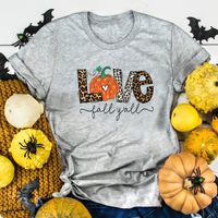 Women's T-shirt Short Sleeve T-shirts Printing Fashion Pumpkin Letter Leopard sku image 15