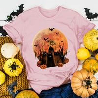 Mujeres Playeras Manga Corta Camisetas Impresión Casual Patrón De Halloween main image 4
