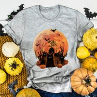 Mujeres Playeras Manga Corta Camisetas Impresión Casual Patrón De Halloween sku image 23