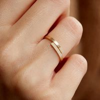 Emanco Offener Paar Ring Einfacher Geometrischer Glänzendes Edelstahl Ring Koreanischer Vergoldeter Titan Stahl Ring sku image 3