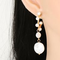 Korean Pearl Circle Pendant Earrings Wholesale Nihaojewelry main image 3
